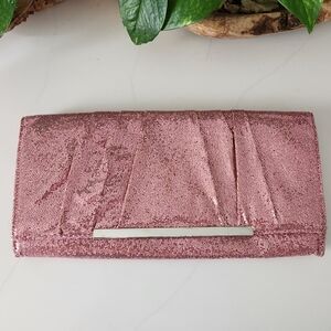 New York & Company Metallic Pink Clutch